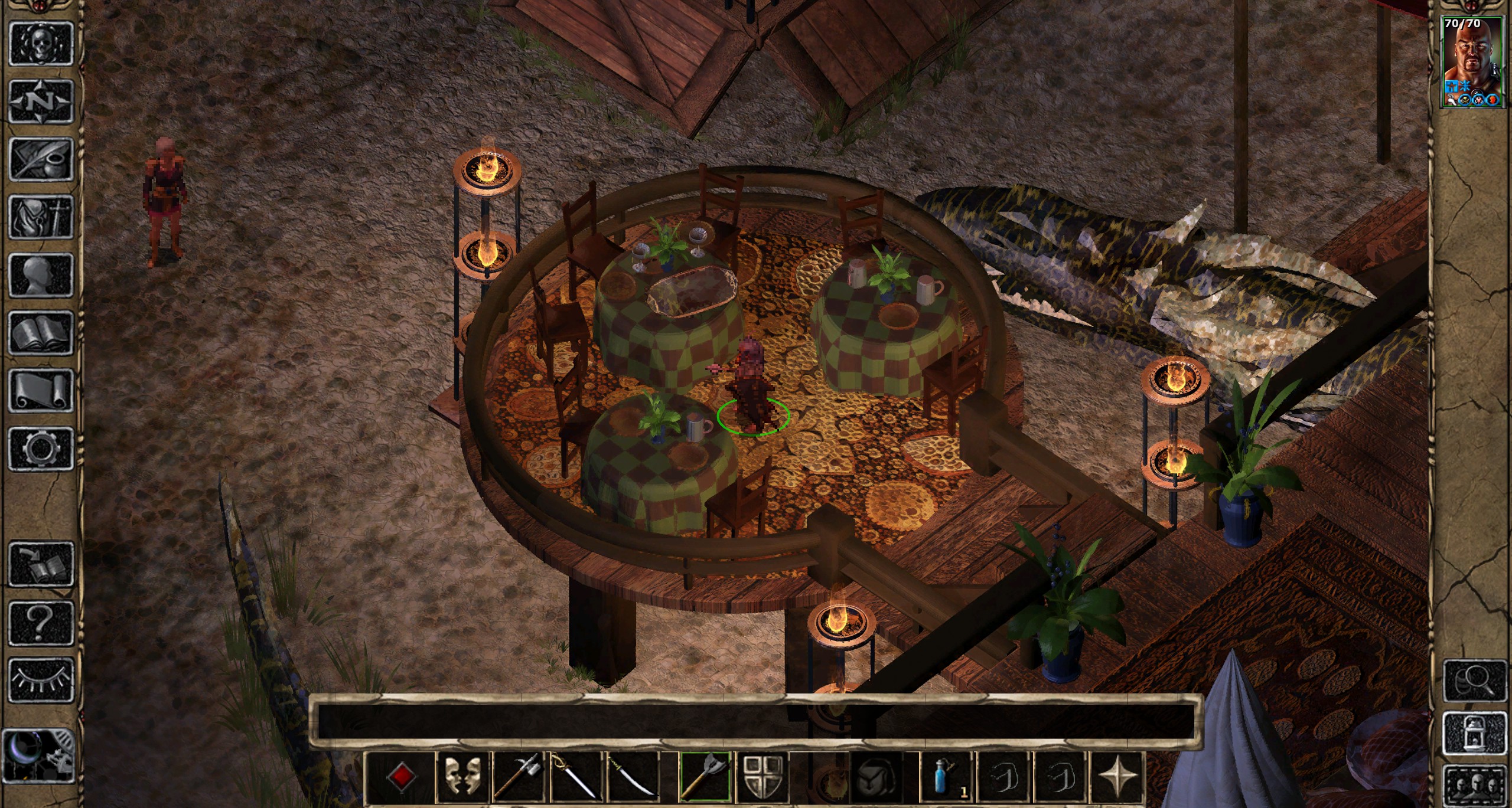 Baldur's Gate II: Enhanced Edition in-game screenshot with the x4 map render active