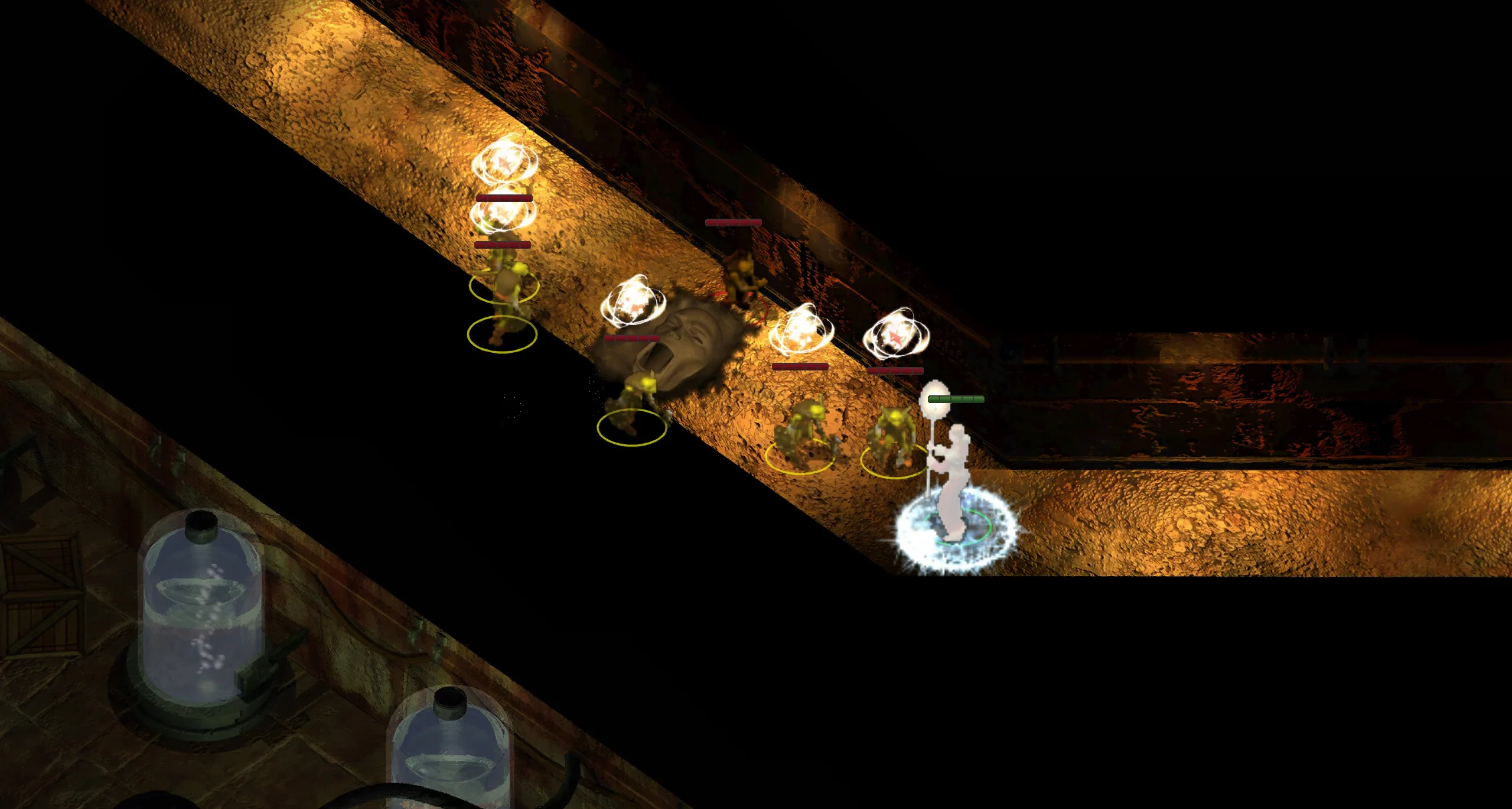 Capture en jeu de Baldur’s Gate II : Enhanced Edition avec l’effet du sort Horreur en x4, son visage hurlant au sol rendu en détail fin
