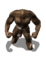 Sprite golem d’argile, frame agrandie ×2 par xBR2x